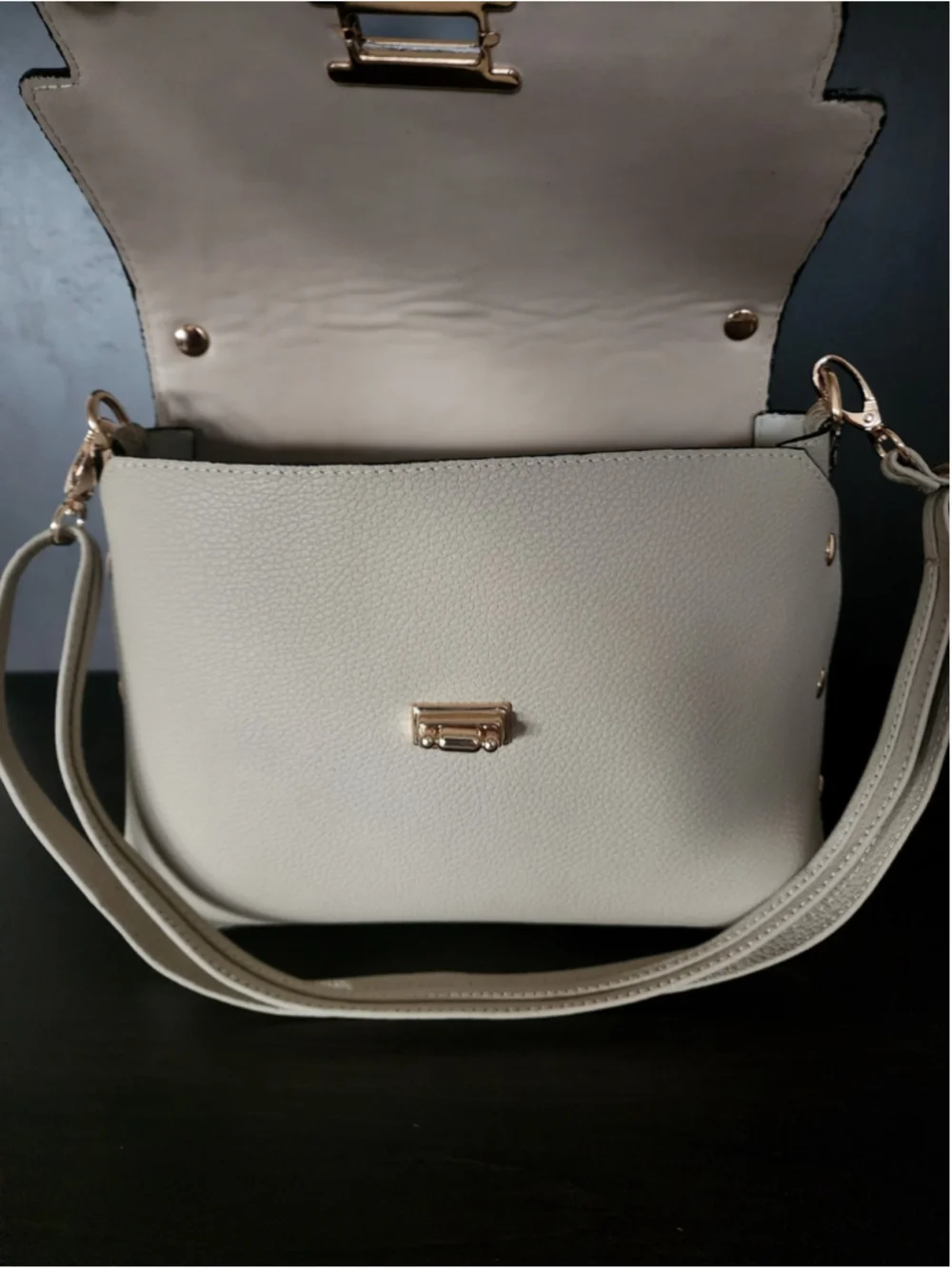 Off White Ivory Floral Studded Embossed Artisan LEATHER Purse Handbag Crossbody